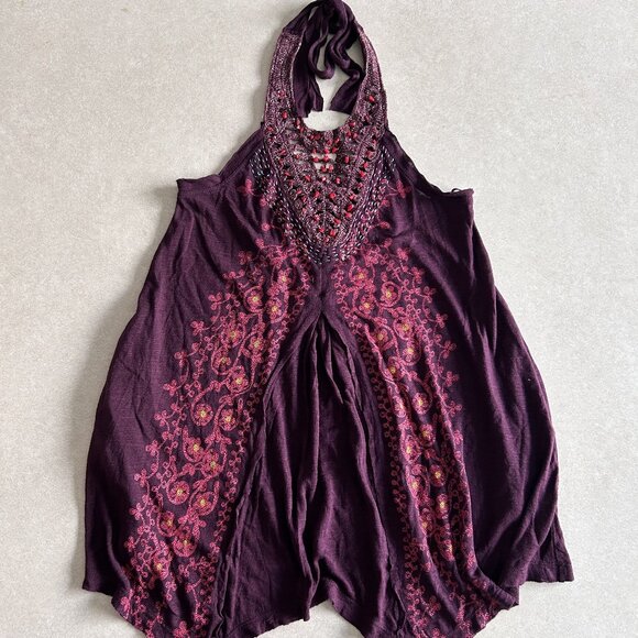 Free People Floral Vines Beaded Halter Tunic ASO Alex Russo - Picture 4 of 10